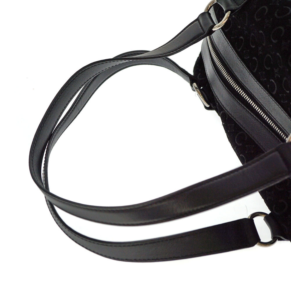 CELINE Shoulder Bag Leather Suede Handbag Black Macadam - Picture 9 of 9